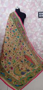 ชุดทำงานด้วยมือของ Kalamkari dupatta สำหรับผู้หญิงชุดปาร์ตี้งานแต่งงาน dupatta Kantha ทำงาน dupatta ของขวัญสำหรับเธอ - Product Image 5