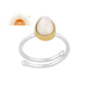 Anillo apilable de nácar natural de plata de ley fina de la mejor calidad, joyería personalizada para mujer, regalo para ella - Product Image 1