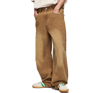 Pantalones vaqueros holgados de gran tamaño apilados para hombre de la mejor calidad, pantalones vaqueros holgados con lavado ácido de corte recto pesado con servicio OEM - Product Image 5
