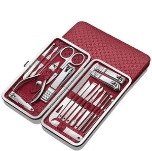 Juego de manicura y pedicura de acero inoxidable de 19 piezas personalizado al por mayor, cortaúñas y herramientas exfoliantes para la eliminación de piel muerta - Product Image 1