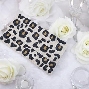 Boho Artisan Sac de soirée perlé fait à la main pour filles Noir Bleu Grille Motif Perle Chaîne Détaillant Grande Capacité Automne Voyage - Product Image 2