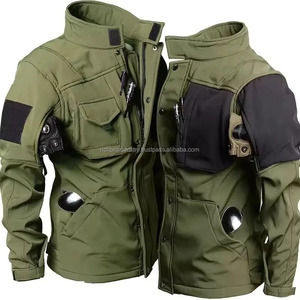 Chaqueta Softshell Cordura para Hombre, Forro Polar, Impermeable, Cortavientos, Abrigo Deportivo para Exteriores, Cierre de Cremallera, Múltiples Bolsillos - Product Image 4
