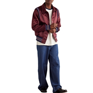 Vêtements d'extérieur décontractés à manches longues pour hommes Blouson aviateur d'hiver et d'automne avec col côtelé zippé et poignets à motif solide Vente en gros à la mode - Product Image 3