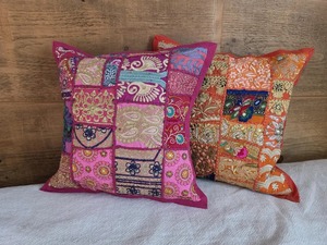 Fundas de Cojín Boho Vintage, Cojines Coloridos con Patchwork Indio, Decoración Artesanal Estilo Kantha, Cojines Decorativos de 16x16 - Product Image 5