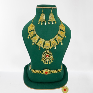 Newly Designed Premium Quality <b>Gold</b> Plated Short Necklace <b>Set</b> With Earrings & Ring & Bracelet <b>Jewellery</b> Fine Finished Charming - Product Image 1