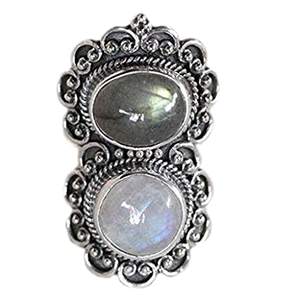 925 Sterling Silver Handmade Ring Rainbow Moonstone Labradorite Boho June Birthstone Jewelry Perfect Gift for Her Certified IGI - Product Image 1