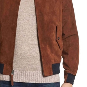 Elegante chaqueta de invierno de cuero de ante azul marino para hombre con corte refinado e interior suave para trajes casuales de negocios - Product Image 5