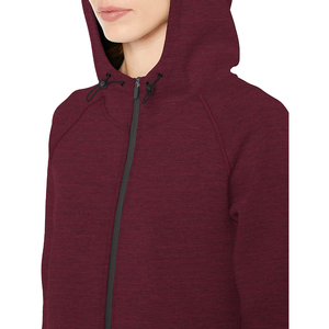 Sudadera con capucha de algodón transpirable para mujer con estampado personalizado de manga larga estilo pulóver con cremallera en el hombro para ropa de gimnasio - Product Image 4
