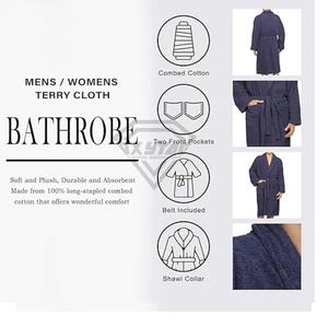 Elegante Albornoz de algodón suave con textura de palomitas de maíz Ligero y duradero para hoteles Home Spa Lounge Wear Ropa de dormir para hombres - Product Image 2
