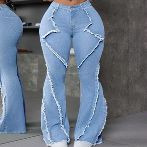 Classic Blue Denim Flare Jeans Women High Waisted Slim Fit <b>Bell</b> Bottoms women denim jeans pants - Product Image 6
