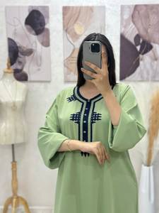 Green Traditional Muslim Crepe Abaya Long Sleeve Animal Print Breathable Ethnic Robe <b>Loose</b> Fit Women Islamic <b>Dress</b> for Daily - Product Image 4