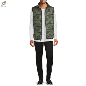 Veste sans manches rembourrée avec rembourrage en ouate de polyester pour hommes, fermeture à glissière, vêtements d'extérieur d'hiver respirants avec logo personnalisé OEM - Product Image 2