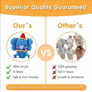 ชุดงานฝีมือถักโครเชต์แบบกำหนดเอง DIY ง่ายๆ สำหรับเด็กและผู้ใหญ่ ชุดไหมพรมถักโครเชต์รูปช้างจิ๋ว พร้อมคู่มือการสอน ของเล่นเย็บปักถักร้อยและถักทอ - Product Image 5