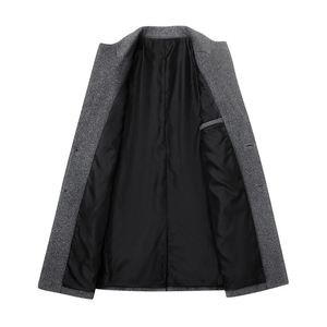 เสื้อโค้ทผ้าวูลสำหรับผู้ชาย, เสื้อโค้ทผ้าวูลฤดูหนาวแบบกลับด้านได้เสื้อลายสก็อตแบบมีกระดุมติดเสื้อทำจากเส้นใยไม้ไผ่และโลโก้ตามสั่ง - Product Image 5