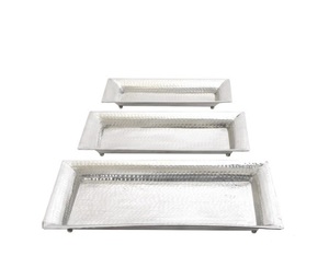 Plateau décoratif fait main en plaqué or pour la maison, hôtel, dessus de table, décoration pour desserts ou fruits secs, plateau de service en métal - Product Image 2