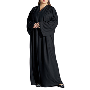 2024 Dubai Abaya EID Ramadan vêtements islamiques Cardigan Abaya Dubai modeste brodé grande taille femmes noir fermé Abaya robe - Product Image 2