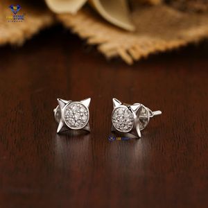 0.196 TDW boucle d'oreille ronde en diamant taillé en brillant or blanc 18 carats diamant Hpht/Cvd bijoux en diamant - Product Image 2