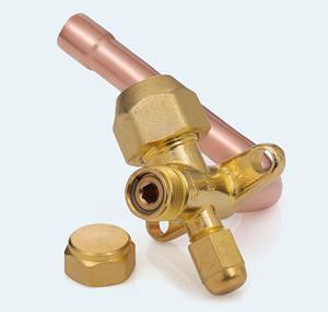 Vanne à 3 voies en laiton L 1/4 à 1/2 7/16-20 & 3/4-16 SAE 45 °   90 °   Tuyau en cuivre cintré 23G 800PSI R410A Valve de climatisation Inde - Product Image 1