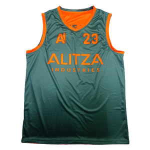 Maillot de basket-ball unisexe personnalisé respirant sans manches 2 pièces 100% polyester à séchage rapide évacuant l'humidité col en V réversible été - Product Image 2