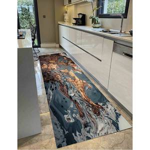 Alfombra Abstracta de Mármol: Gris, Dorado y Brillante - Decoración Moderna para el Hogar, Alfombra Impresa, con Pelo Suave - Product Image 5