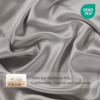 Ensemble de draps en soie 4 Pcs 19 Momme 100% Draps de lit en soie de mûrier naturelle de qualité supérieure Ensembles de literie de luxe-Ultra Soft Durabl (Full Grey)