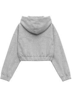 Sweat-shirt à capuche zippé gris pour femme, à manches longues, avec cordon de serrage, décontracté, streetwear, mode d'hiver, haut pour femmes - Product Image 2