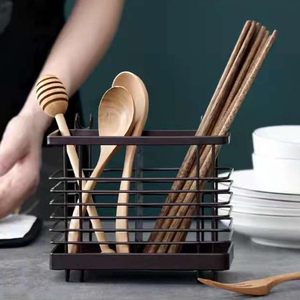 Porte-ustensiles égouttoir et organisateur suspendu support à couverts en métal pour panier de rangement de couverts de cuisine Caddy porte-couverts - Product Image 6