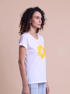 Camiseta elegante de lona para mujer, camiseta elegante de verano con estampado de cuello de media manga, ropa informal cómoda de moda, camisetas de talla grande para mujer - Product Image 5