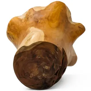 Vase en bois sculptural, design organique de forme libre, artisanal, grain de bois naturel, décoration artistique pour la maison, pièce maîtresse, rustique moderne - Product Image 6