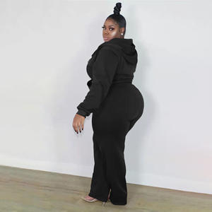 Otoño Invierno Joggers traje 2 piezas conjunto con capucha cremallera chaqueta conjunto pantalones de chándal mujeres chándal conjunto chándal talla grande ropa de mujer - Product Image 5