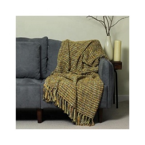 Custom 100% Organic Cotton Jacquard 100% Wool <b>Shawl</b> <b>Blanket</b> Warm Thickened Breathable GOTS Certified Throw Bed Woven Fleece - Product Image 5