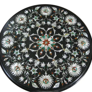 Table de chevet en marbre vert avec incrustation de nacre, modèle personnalisé fait à la main, art populaire indien, fleur, incrustation, travail artisanal, Saint-Valentin - Product Image 1