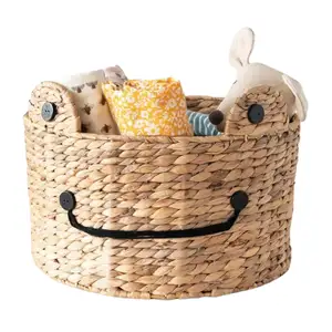 Hot selling Dry Water Hyacinth Storage Wicker Baskets for Organizing Hand-Woven Water Hyacinth Frog Basket