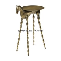 Table d'appoint personnalisée avec de longues pattes de cheval, finition en laiton antique, accessoires pour salon et salle de séjour