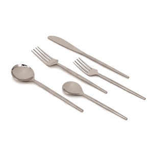 Ensemble de couverts en acier inoxydable de haute qualité 5 pièces avec poignées modernes polies en or Style américain argenté - Product Image 2