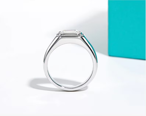 925 <b>Silver</b> Plated Moissanite Diamond <b>Men's</b> <b>Ring</b> Bold Style Emerald Cut Stone Bezel Setting <b>Wedding</b> Party Everyday Elegance - Product Image 6