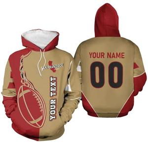 Pull à capuche en coton de luxe pour hommes, motif de football américain imprimé en 3D avec nom et numéro, teint en plaine pour l'hiver - Product Image 5