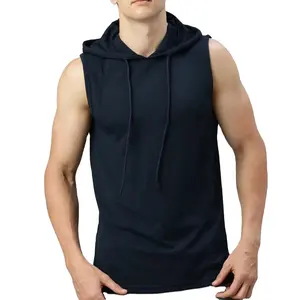 Camiseta sin mangas deportiva con capucha y logotipo personalizado para entrenamiento, camiseta sin mangas informal ajustada para fitness