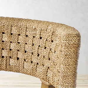 Chaises de salle à manger modernes écologiques Santorini Nordic avec pieds en teck massif, revêtement en corde tressée en rotin PU, finition naturelle - Product Image 5