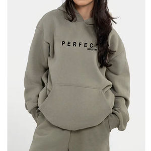 Sweat-shirt uni en molleton à épaules tombantes avec cordon de serrage unisexe pour hommes et femmes, sweat-shirt en coton surdimensionné lourd avec logo personnalisé - Product Image 3