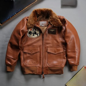 Veste en cuir de vache véritable pour homme, streetwear d'hiver, lettre, coupe-vent, rembourrage en polyester, fermeture éclair, logo frontal, service OEM - Product Image 6