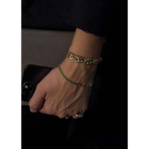 Serena Baguette <b>Emerald</b> Tennis Link Bracelet 14k Solid Gold AA+ Clarity Lobster Clasp Closure Fashionable Jewelry Accessory - Product Image 2