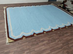 Hermosas alfombras azules tejidas a mano de lana de alta calidad Dari para sala de estar de lujo 8x10 Farsh-e Durry Dastbaaf 9x12 Pray Style - Product Image 6