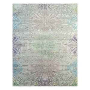 Alfombra Kavi Gris y Negra, Tejida a Mano con Lana, Bambú y Seda, Diseño Teoría del Caos, Rectangular, Abstracta, para Sala de Estar, Esk-400 - Product Image 1