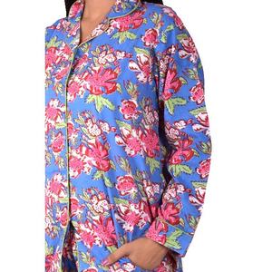 New Hand Block Floral Print Pure Cotton Pajama <b>Set</b> Soft and Comfortable Nightwear Dress for Spring and Summer - Product Image 4