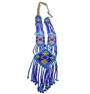 Collier à franges longues tressées bleu bohème fait à la main pour dames nouveauté forme géométrique pour cadeau - Product Image 5