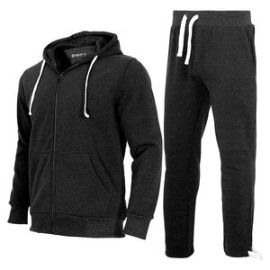 Charcoal Hommes Survêtements Survêtements 2 Pièces Casual Sweat Jogging Costume Ensemble Athlétique Full Zip Hoodies et pantalons de survêtement Tenues - Product Image 1