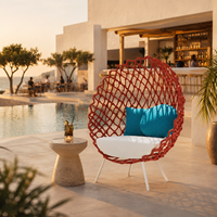 Fauteuil œuf d'extérieur en corde tressée, imperméable, avec structure en aluminium, pour hôtel, terrasse, villa, cour