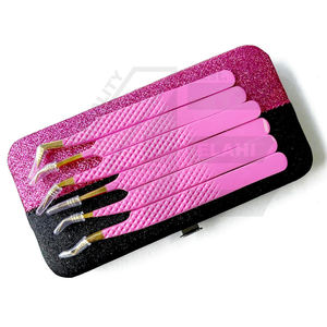 Ensemble professionnel de 6 pinces à épiler pour extensions de cils en or rose 2026, pinces pour cils volumineux, ensemble professionnel - Product Image 2