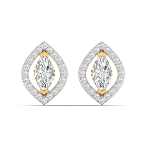 ต่างหูเพชรเม็ดเดี่ยวทรงโค้งทรงกลม2กะรัตสำหรับผู้หญิงเทียบกับสี D ที่ชัดเจนในเครื่องประดับทอง14K - Product Image 3